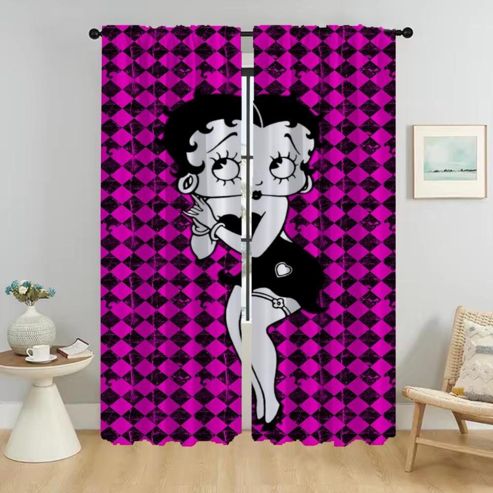 Bettyes Boopes Curtains for Living Room Curtain Shades Tulle for Bedroom Home Interior Curtains 2 Pieces Partition Kitchen Child