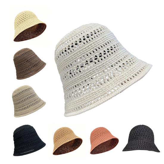 Women Hat Breathable Hollow Pure Color Summer Basin Design Fisherman Hat Outdoor