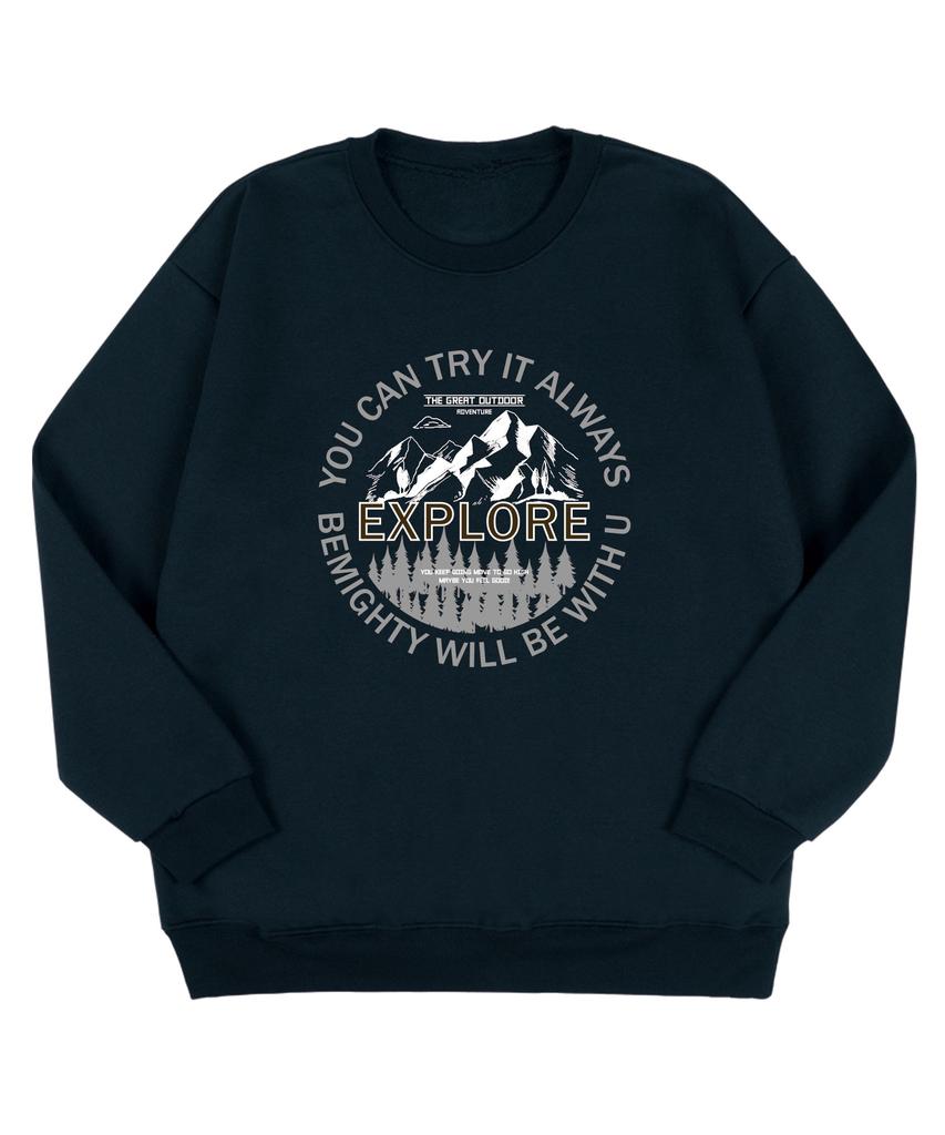 BEMIGHTY Circle Mountain Oversized Brushed Sweatshirt [Black]