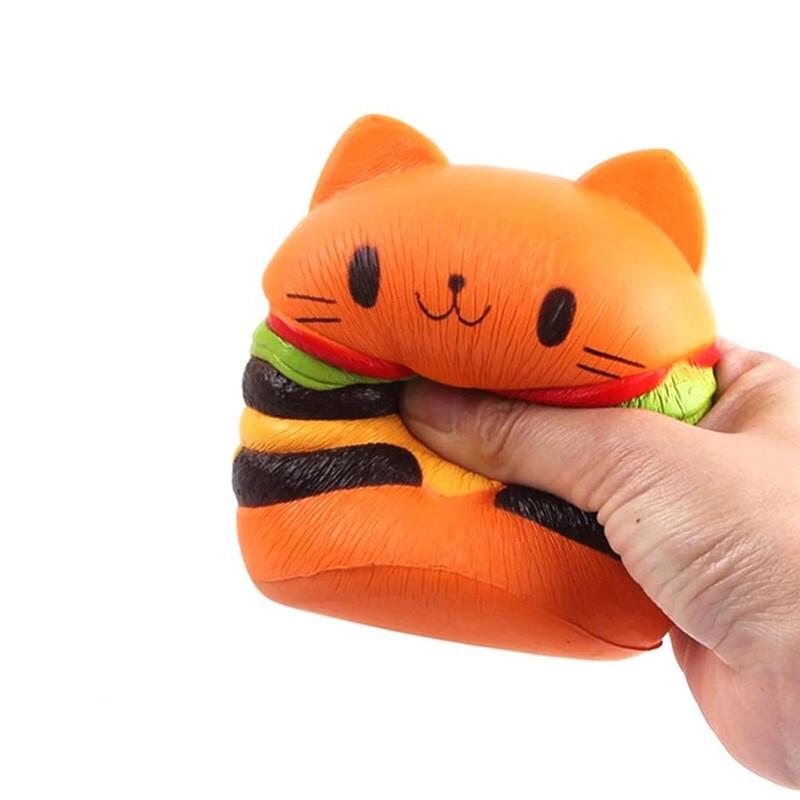 

Cat Hamburger Squishy Toy With Slow Rebound Soft Pu Material For Stress Relief And Gift Use оранжевый