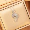 Double Rhinestone Fish Pendant Necklace Lightweight Hypoallergenic Women Couple Dual Dolphin Chain Necklace Fashion Jewelry