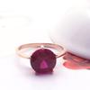 Fioletowy Pozłacany Różowym Złotem Inkrustowany Czerwonym Kamieniem Powierzchnia Jajka Pierścionek, Prosty Lekki Luksus Klasyczny Pięcioramienny Pierścionek Biżuteria