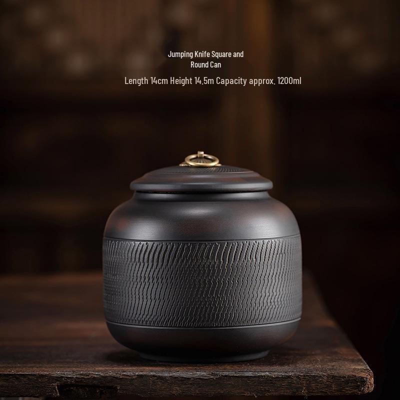 Premium Purple Clay Ceramic Tea Canister for All Teas – Large Capacity, Airtight Storage.