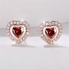 Cute Female Green Black Red Zircon Crystal Stone Stud Earrings Vintage Rose Gold Color Wedding  For Women