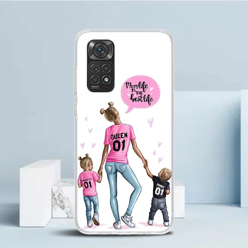 Mom Baby Girls Phone Case For Xiaomi Redmi Note 15 14 14S 13 12S 12 Pro Plus 11S 11 11T 11E 10S 10 + Soft TPU Back Cover Redmi N