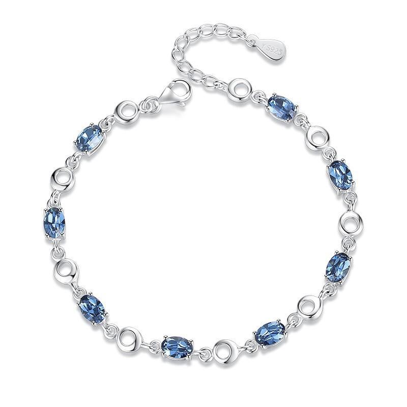 Ocean Heart Couple's Silver Bracelet: Women's Korean Style, Ideal Gift for Girlfriend on Women's Day or Birthday