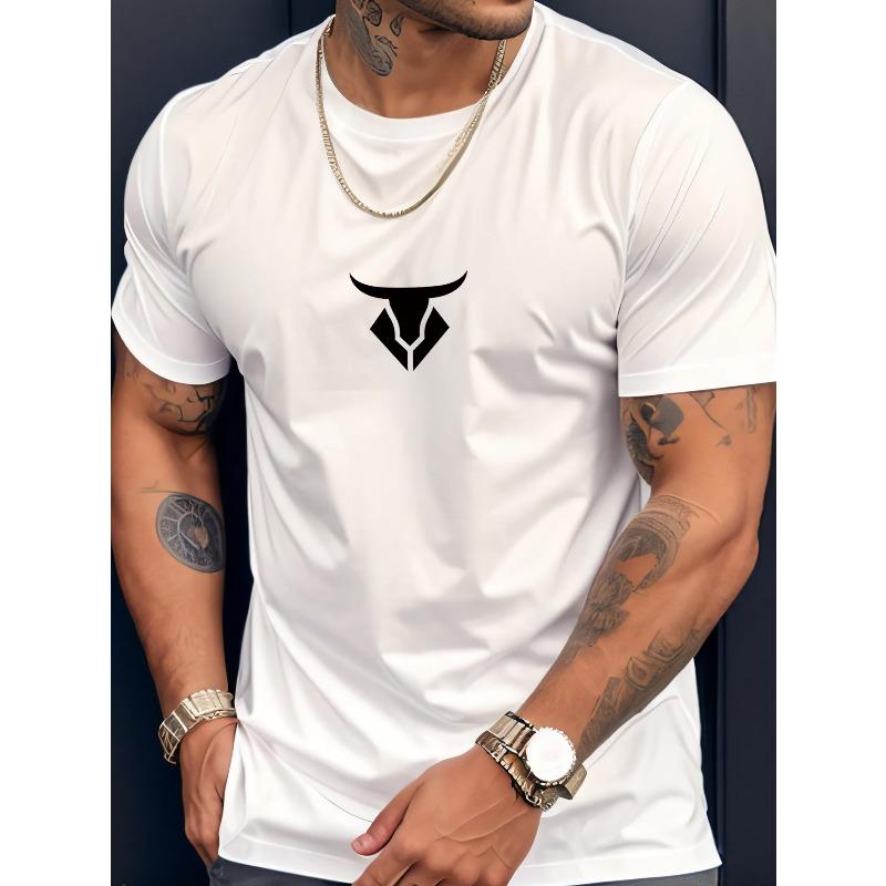 

European Size Spring,Summer And Autumn Men S Fashion Sports Small Logo Design Pattern Daily Mountaineering Fishing Versatile Short-Sleeved T-Shirt S белый