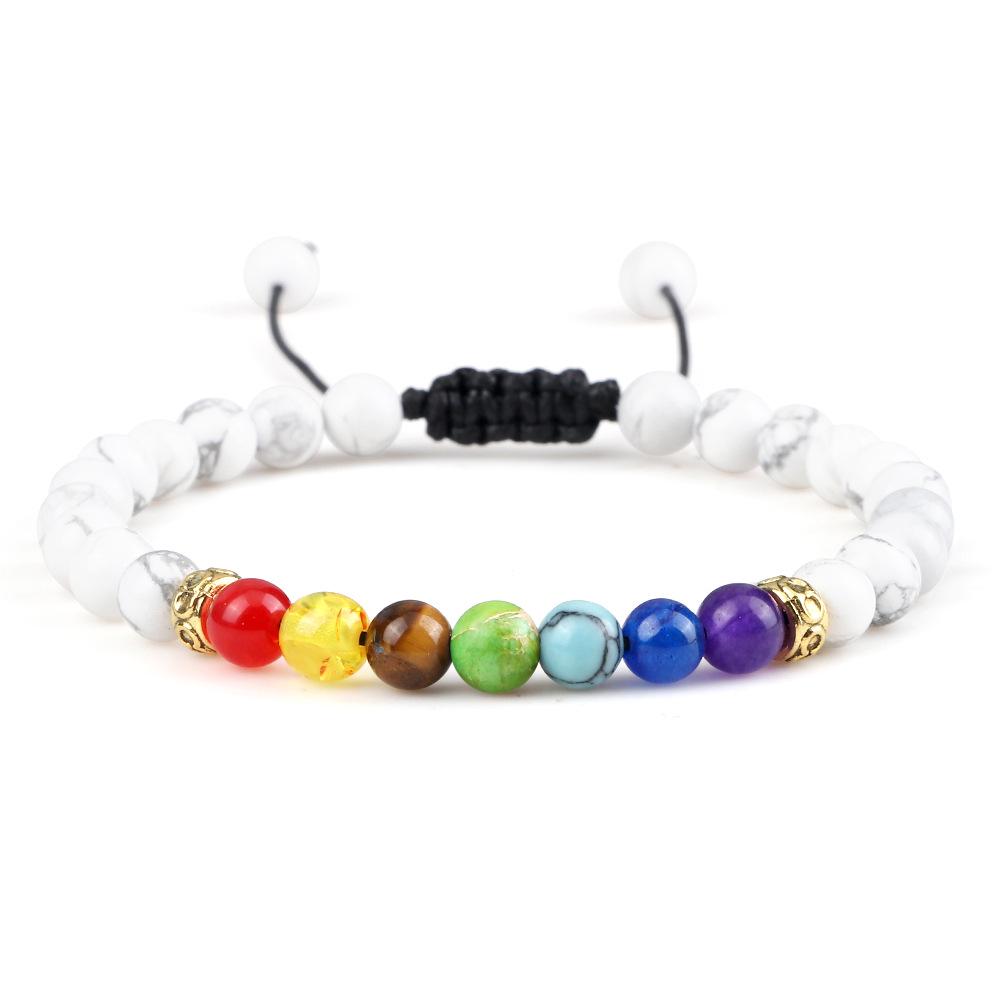 Multicolor Volcanic Lava Stone and Turquoise Tiger Eye Bead Yoga Bracelet