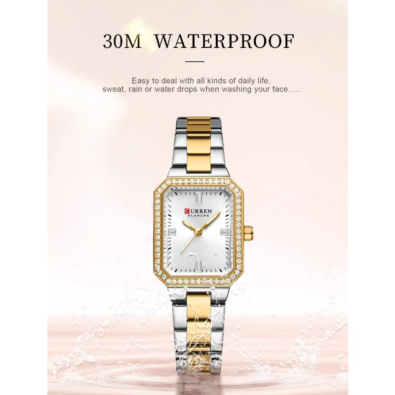 CURREN Orologio da Donna Orologio al Quarzo per Signore Semplice Elegante Orologio da Polso da Abito Acciaio Inossidabile Impermeabile Luminoso Orologi da Donna