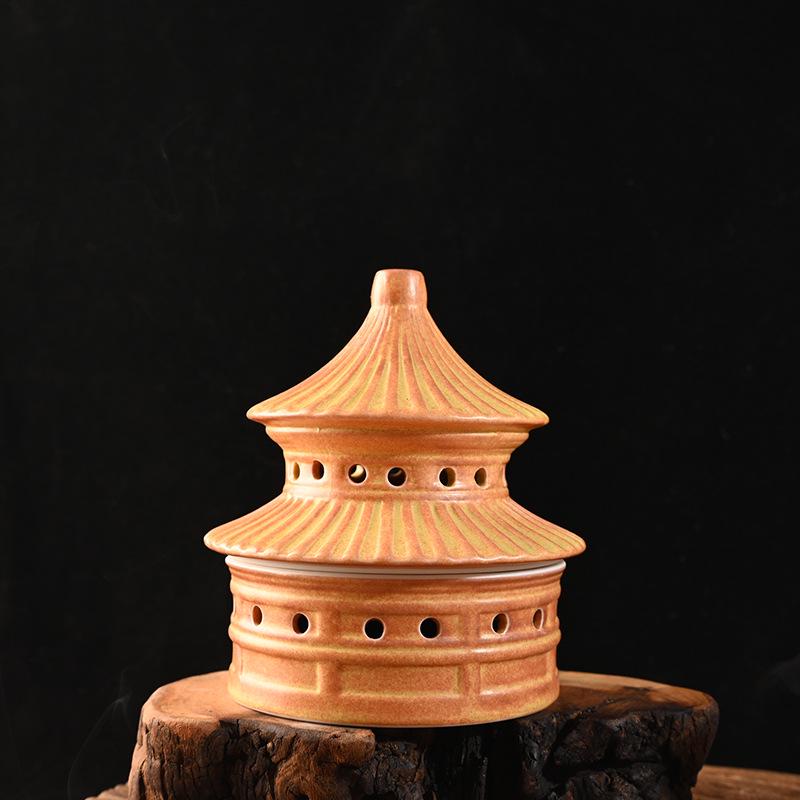 Colorful Ceramic Pagoda Incense Burner - Antique Temple of Heaven Aroma Tower for Home Decor