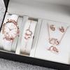 6 Peças/Conjunto Relógio Feminino Moda Flores Pulseira de Couro Relógios Analógicos de Quartzo Conjunto de Joias Borboleta(Sem caixa)