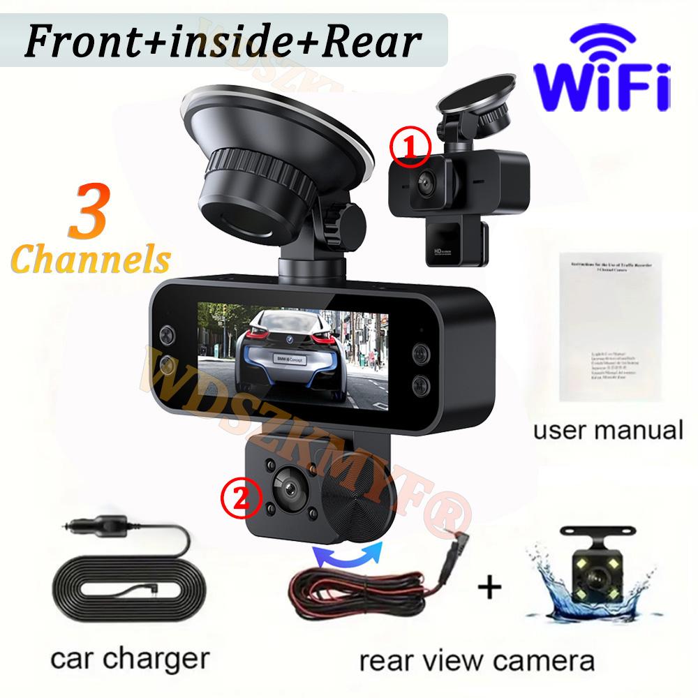 3 Channel WIFI Control Car Dvr 1080P Dash Cam for Cars Dual-Len Front and Rear View Recorder Video Car Camera for Car Assecories