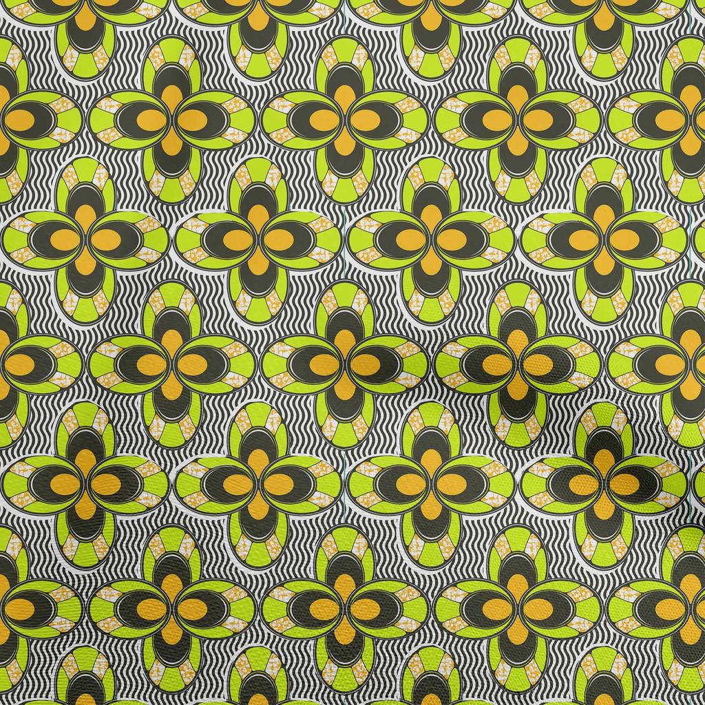 oneOone Cotton Flex Green Fabric African Sewing Material Print Fabric by The Yard 40 Inch