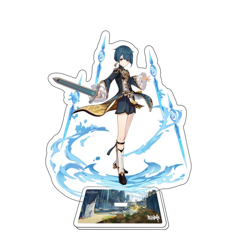 Game Genshin Impact Figure Stand Model Toy 15cm Keqing Shen He Arataki Itto Acrylic Action Plate Desk Decoration Gift