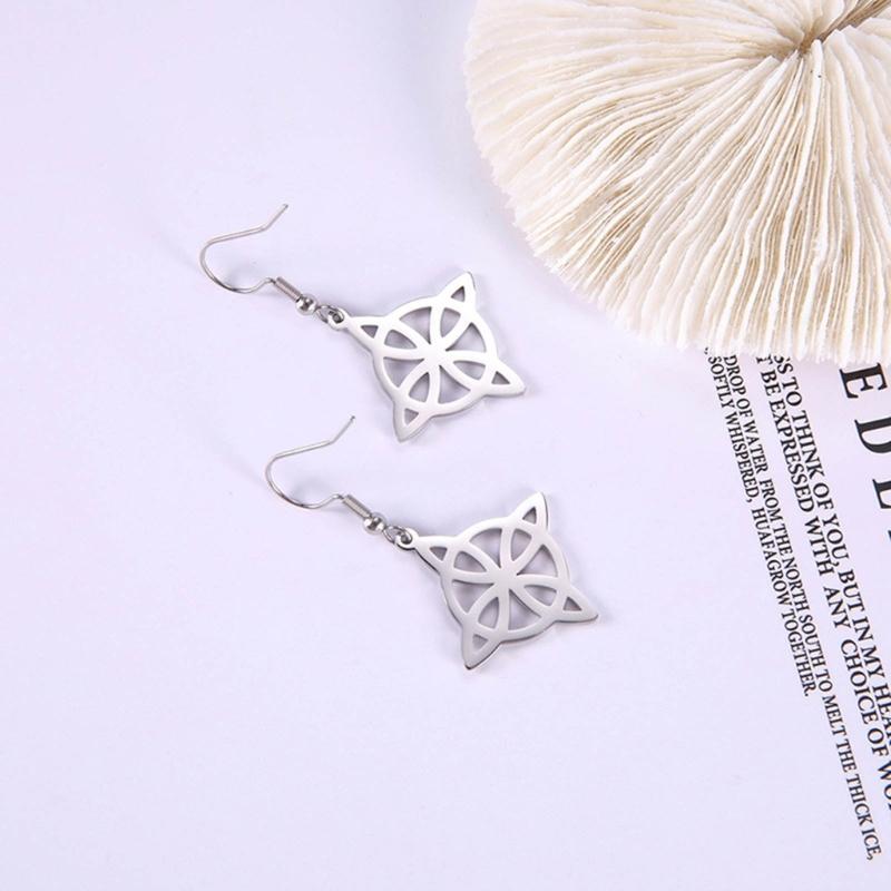Pulseras de Acero Inoxidable Sencillo Collar con Colgante Nudo Celta Pendientes Anillo Nudo de Bruja Joyería Regalo de Cumpleaños para Mujeres