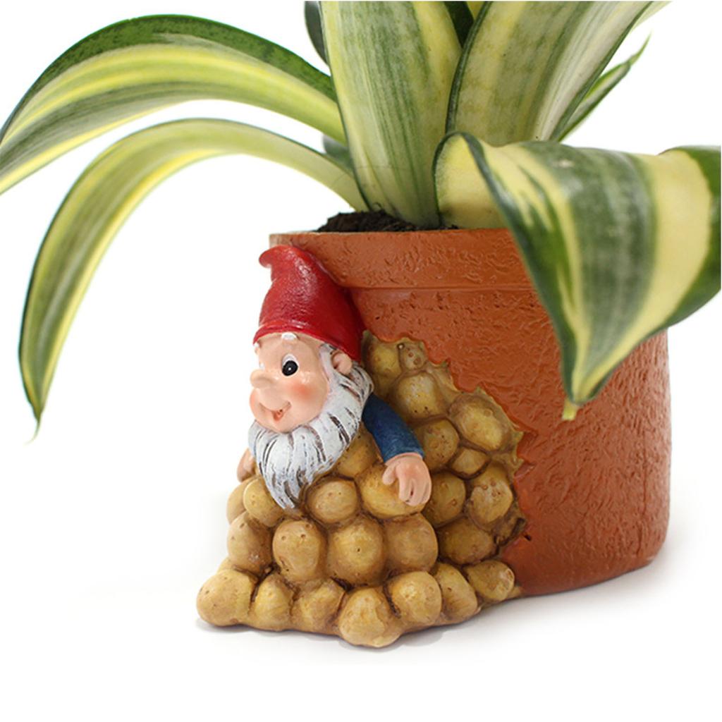 Innovative Resin Dwarf Flower Pot Ornament Patio Garden Elf Succulent Pot Planter Decoration