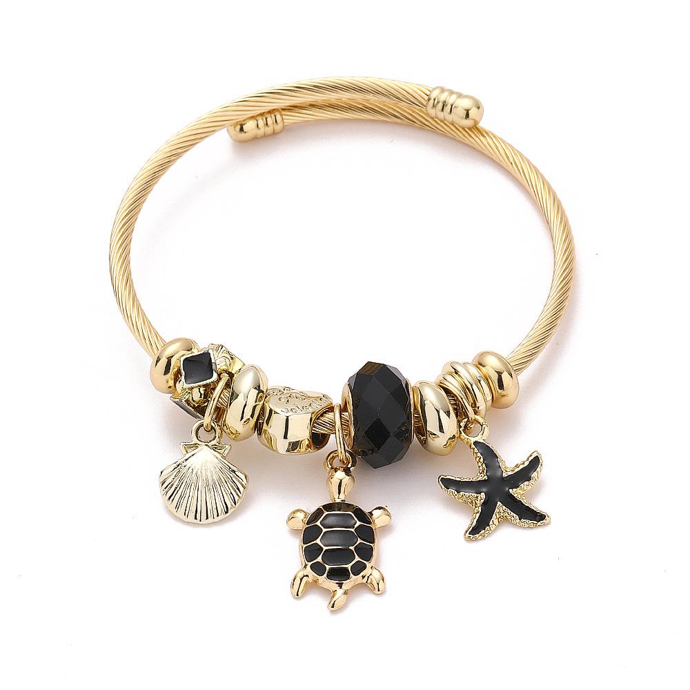 Stainless Steel Open Bracelet Women's Personality Gold Starfish Turtle Jewelry