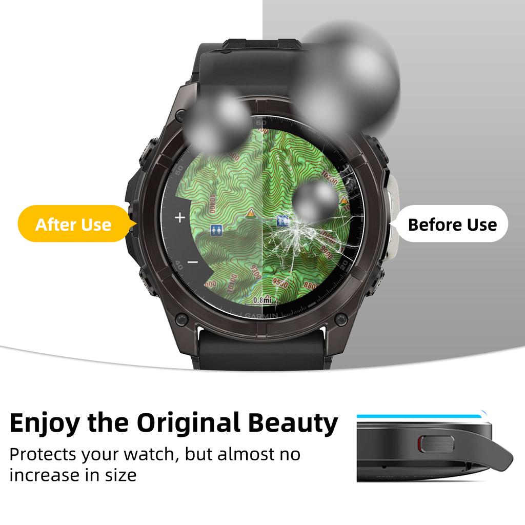 2-IN-1 Glas+Hülle für Garmin Fenix 8 51/47/43mm AMOLED Solar Displayschutzfolie Gehärtetes Glas+Bumper Schutzhülle Zubehör
