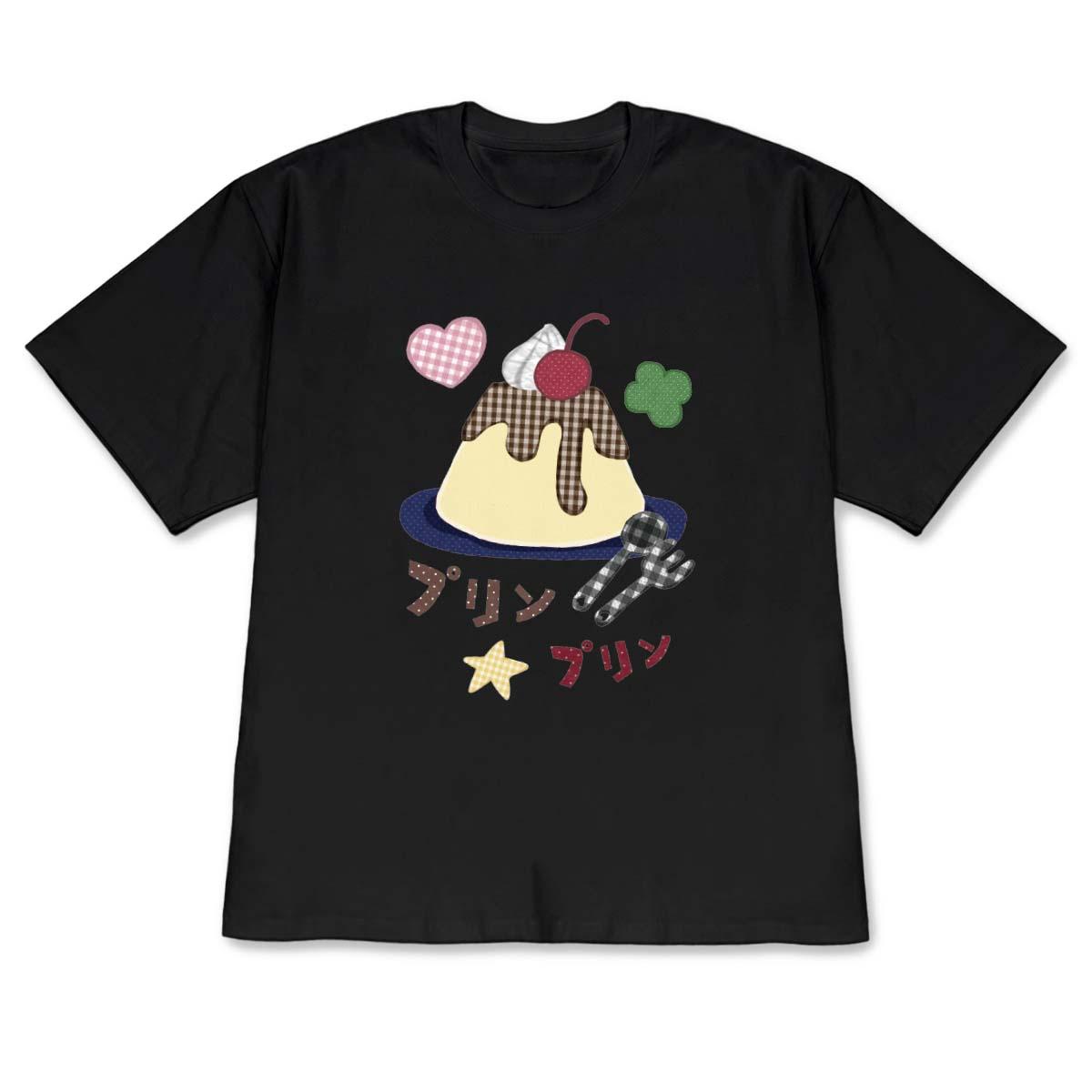 

Kawaii Japanese Dessert Graphic Tshirt Vintage Cute Black Short Sleeve Crew Neck Tee with Purin Textc for WOMEN Unisex Minimalist S
