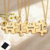 Puzzle Personalizado com Nome, Texto e Data Colar de Família Aço Inoxidável Escultura Personalizada Nome Colar de Casal Presente da Moda