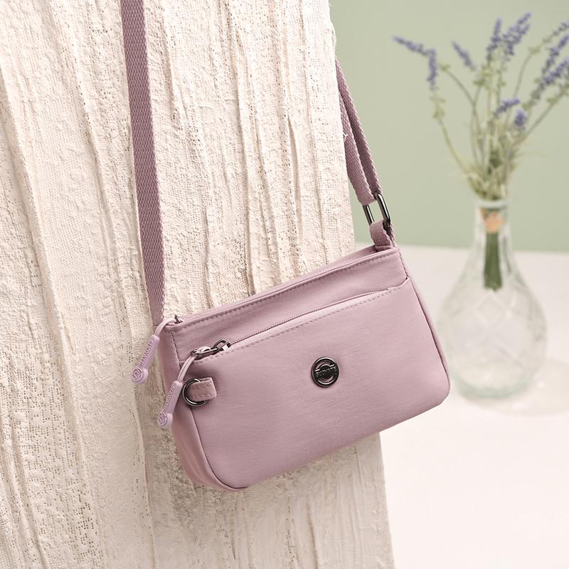 Small Square Bag Women's Lightweight Nylon Multi-Layer Shoulder Crossbody Bag