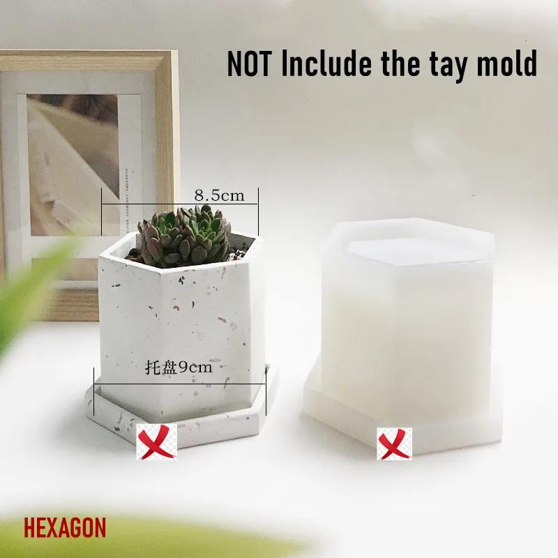Cement Flowerpot Mold Silicone DIY Succulent Pot Round Square Terrazzo Flowerpot Mold Resin Cement Art Supplies Clay Molds