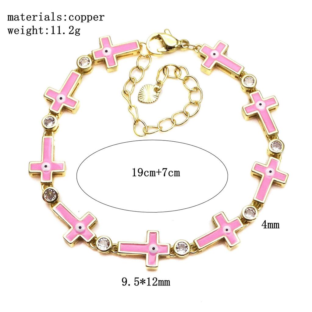 Cross Adjustable Bracelet Devil's Eye Zircon Bracelet Hip Hop Multi Color Women's Bracelet