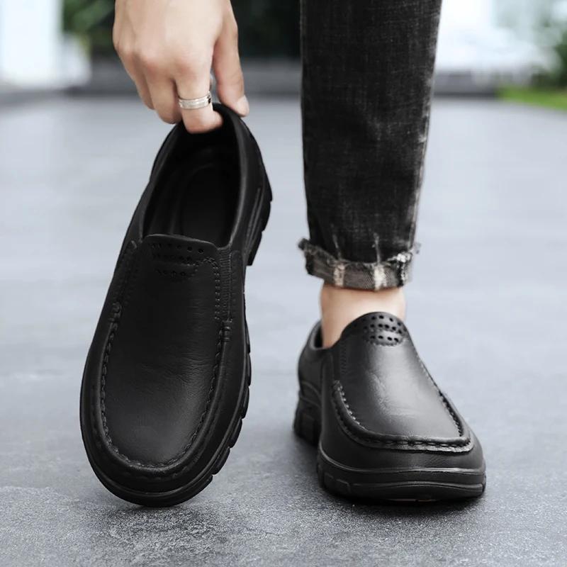 Fashion Chef Shoes Four Season New Anti Slip Oil Resistant Plus Size Business Casual Men's Work Leather Shoes Fashion Comfort Soft Soled