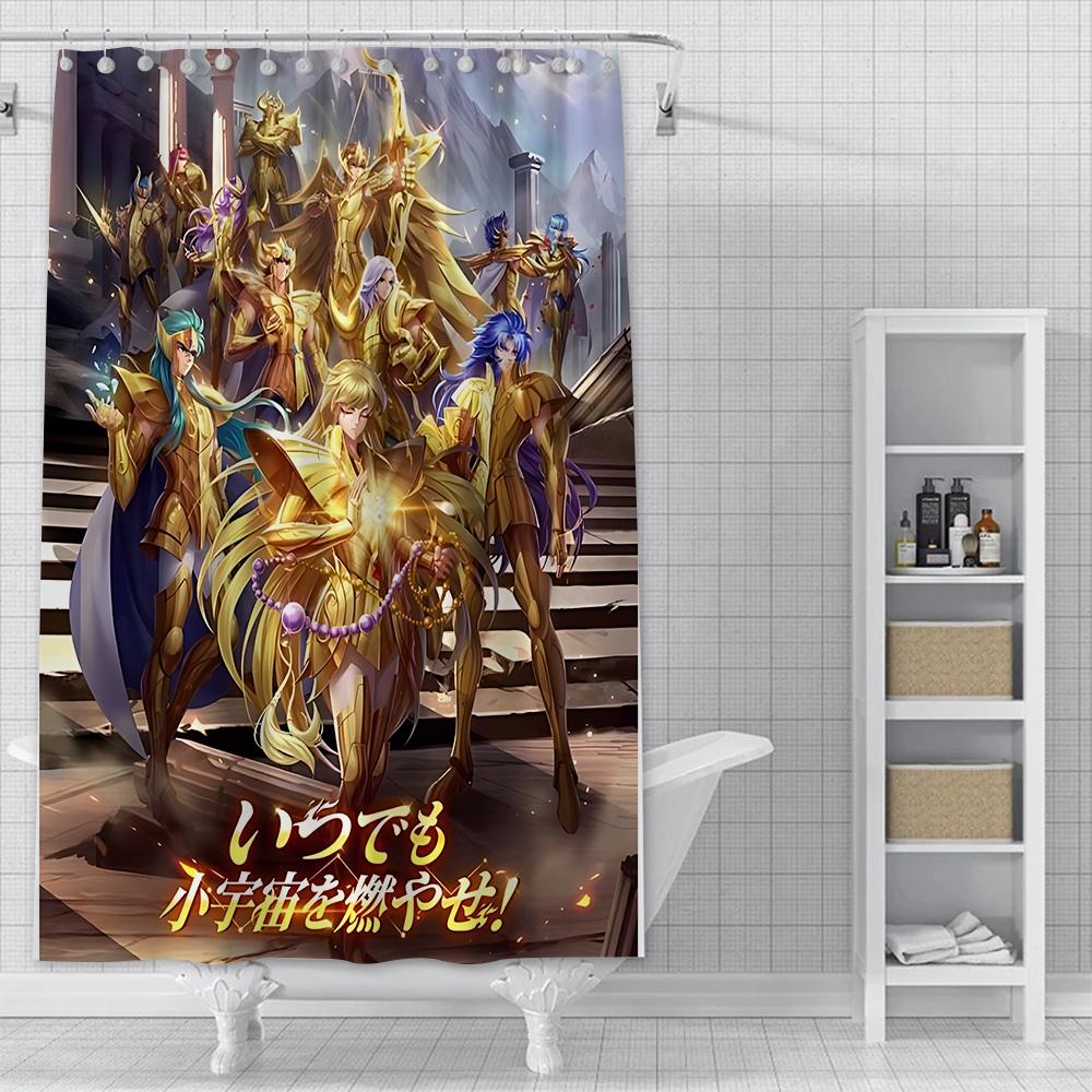 

Shower Curtain Waterproof Polyester Fabric Paint Colorful Bath Curtains Saint Seiya Hyoga Shiryus Home Bathroom Decor With Hook YL90x180cm