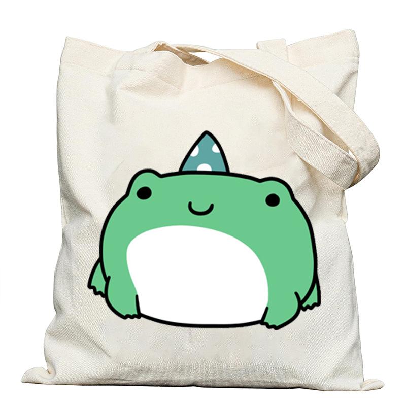Frog creative printing new shoulder bag leisure student large capacity tote bag