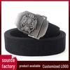 Double Eagle Retro Clan Badge Canvas Belt with Alloy Buckle for Men and Women