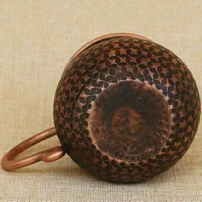 Vintage Copper Mini Coffee Mug,Camping Water Mug Handcrafted Hammer Texture Handle Juice Cups Home use Drinking 200ml Tea Cup