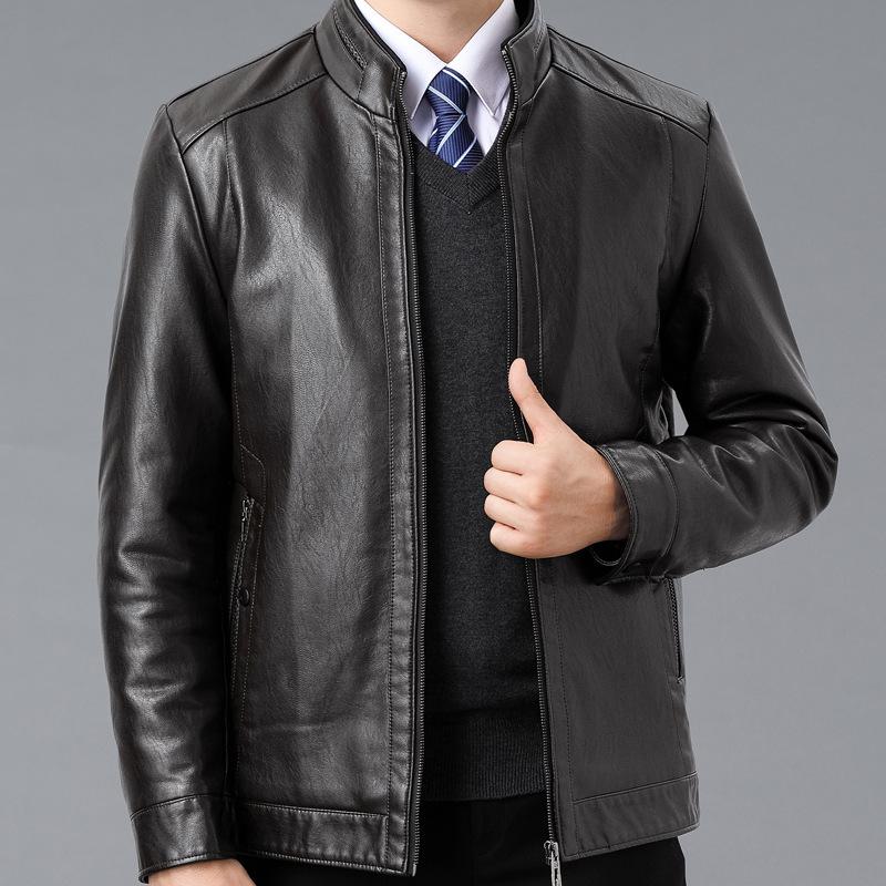 Winter Fur All-in-one Leather Jacket for Middle-aged and Elderly People Genuine Leather Sheepskin Men's Velvet Thickened Leather Jacket Coat Top