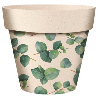 [A2164] - 'Tropical' Bamboo Flowerpot, Green Beige - 22x21 Cm (eucalyptus)