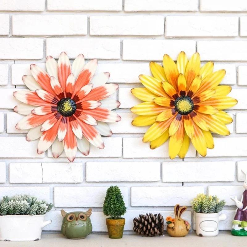 3D Flower Wall Art Decorations Metal Hanging Flower Wall Sculptures Hanging Ornament For Bathroom Living Room Garden Yard Home D