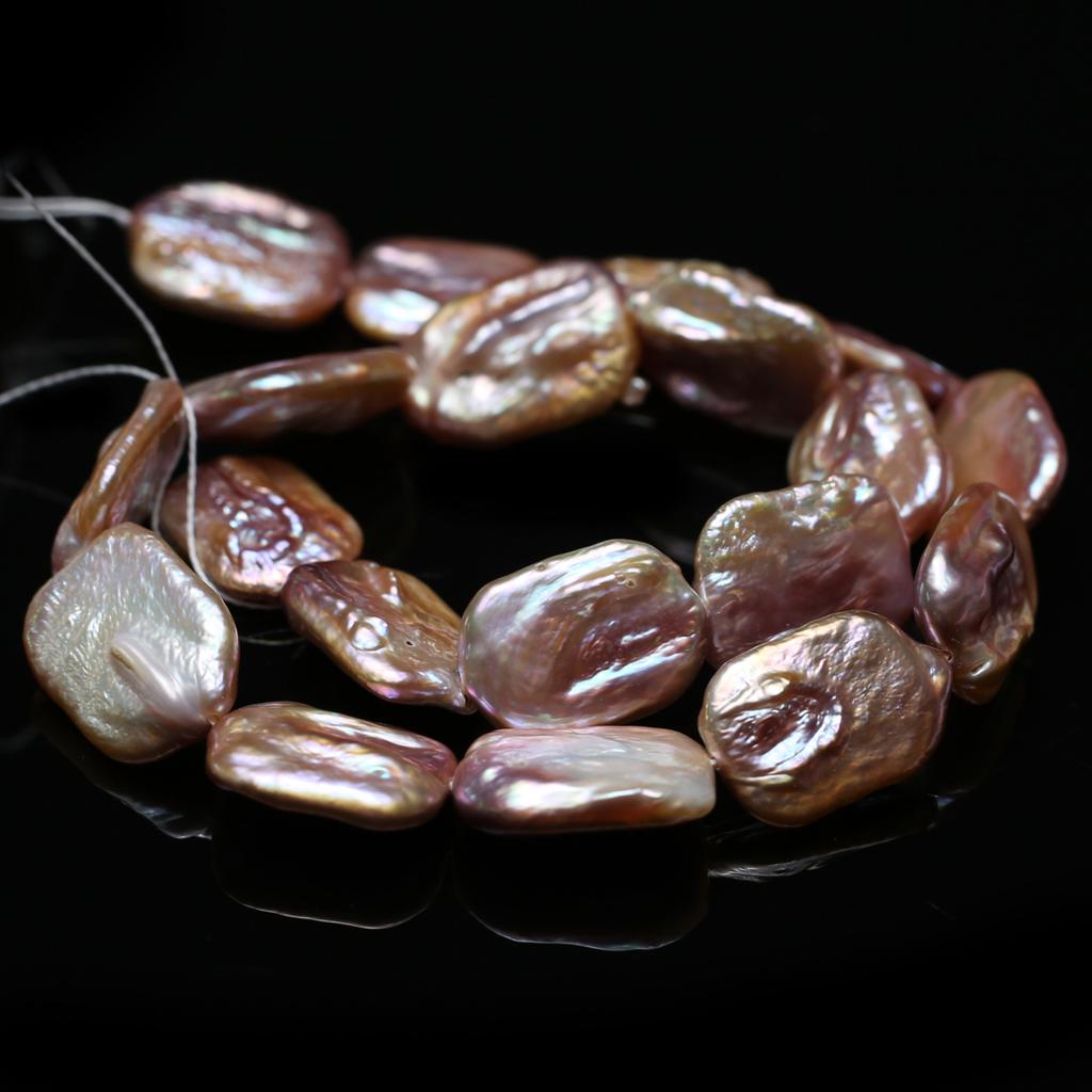 1String, Pink Purple Natural Freshwater Pearls, Handmade Square Shape Pearl Beads, 15×20mm, for DIY Necklace, Jewelry Making Crafts, Length 36 Cm