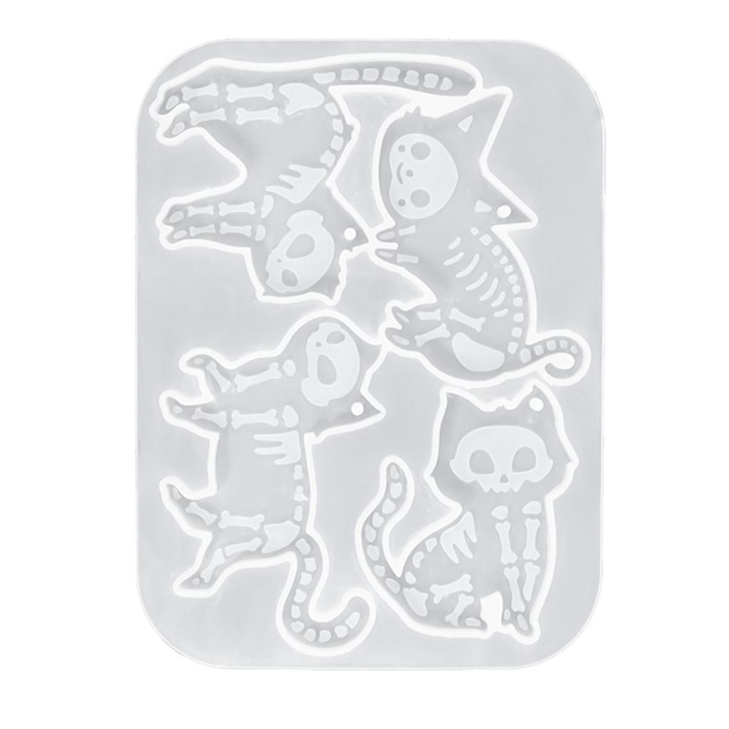Skull Cats Silicone Mould for Resin Craft Halloween Keychain Pendant Jewelry Making StuFood Grade Material