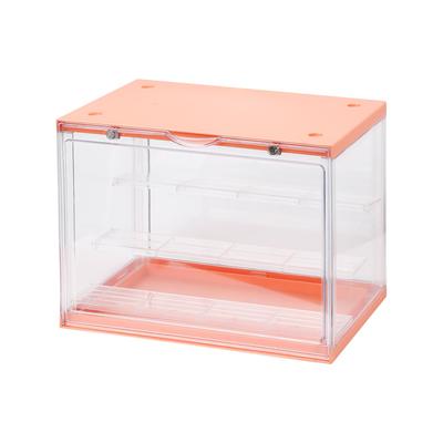 Puppen Vitrine Magnetisch Stabil Transparent Puppen Schaukasten für Sammlerstücke Actionfiguren Orange