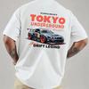 Unisexs Cotton Tshirt for Summer Casual Street Style Tokyo Underground Drifting Racing Print Loose Shortsleeved Tshirt