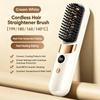 Wireless Hair Straightening Brush, 30s Fast Heat Ionic Ceramic Straightener Comb, Portable Cordless Quick Styling Tool for Travel & Daily Touch-Ups