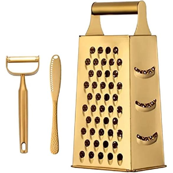 4 Sides Box Grater For Kitchen,Stainless Steel Cheese Grater With Handle,Multi-Function Vegetable Slicer Food Shredder For