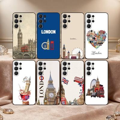Coque de téléphone London Whispers Pour Samsung S26,S25,S24,S21,S22,S23,S30,Ultra,S20,FE,Lite,10,9,Housse Noire