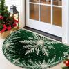 1Pcs Snowflake Xmas Semi Circle Welcome Doormat Non-Slip for Outdoor Patio Porch Kitchen Bathroom Entryway Floor Mat