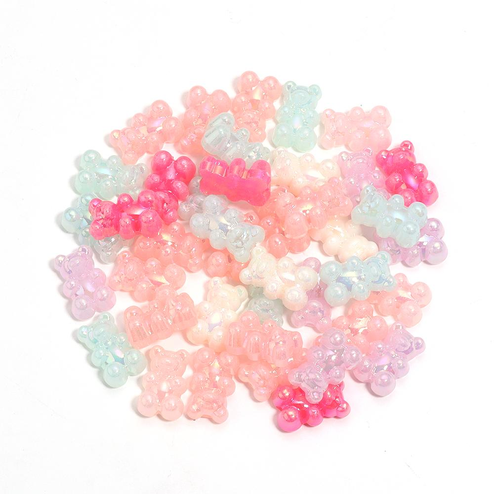 50Pcs 18×11mm Acrylic Mini Bear Beads Colorful Vertical Hole Beads For DIY Handmade Bracelet Phone Chain Jewelry Accessories