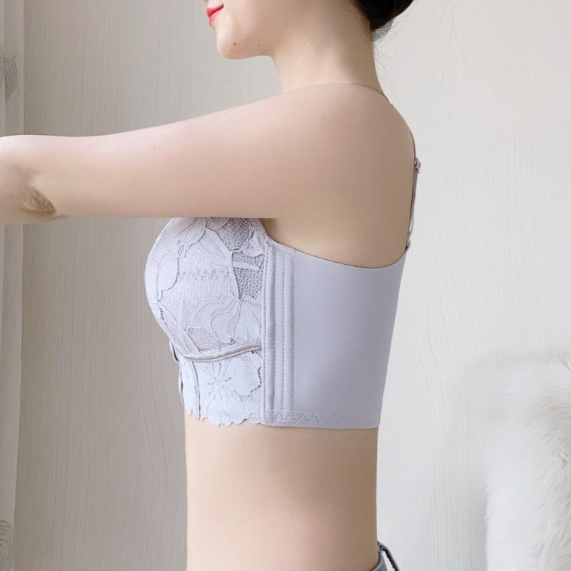 Front Button Lingerie Women's Summer Thin and Beautiful Back Lingerie Gathered Bra Plus Size Bra