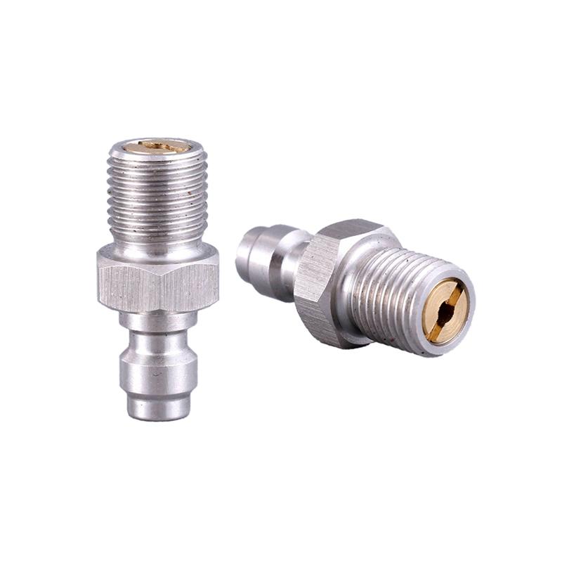 Stainless Steel Quick Connect Coupler Male Plug with Check Valve - M10x1 Thread & 1/8" NPT Port for 8mm Tube Air Hose Fitting