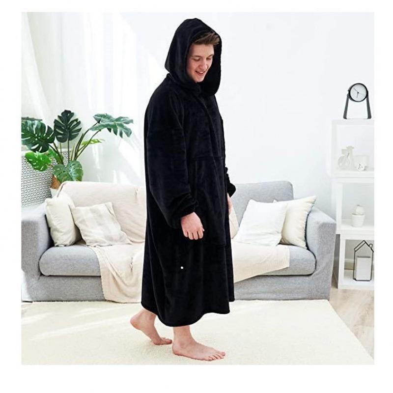 Women's Oversized Flannel Hooded Sweater: Thick, Warm, Long-Sleeve, European/American Autumn-Winter Style