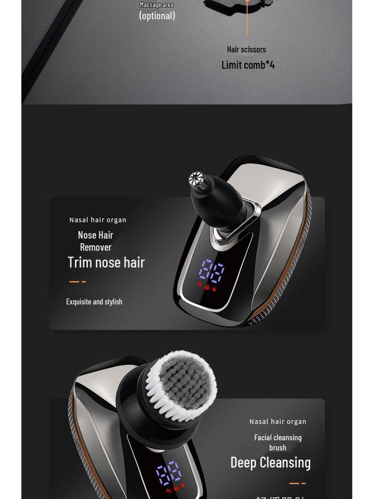 New Electric Bald Head Shaver - 7-Head Razor & Hair Clipper for Men