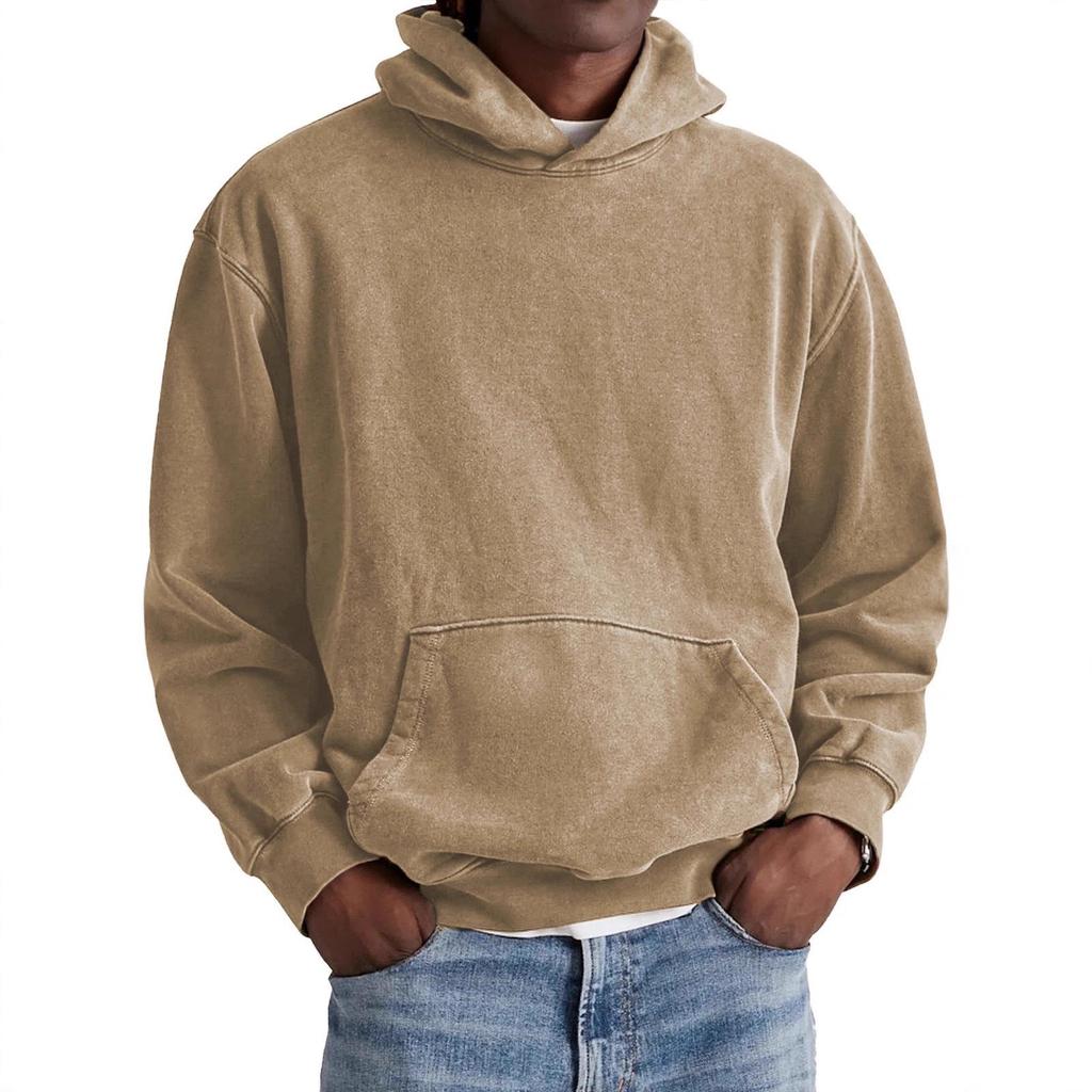 Sweat à capuche unisexe 2025 Rétro Coton Pur Lâche Couleur Unie Haut de Gamme