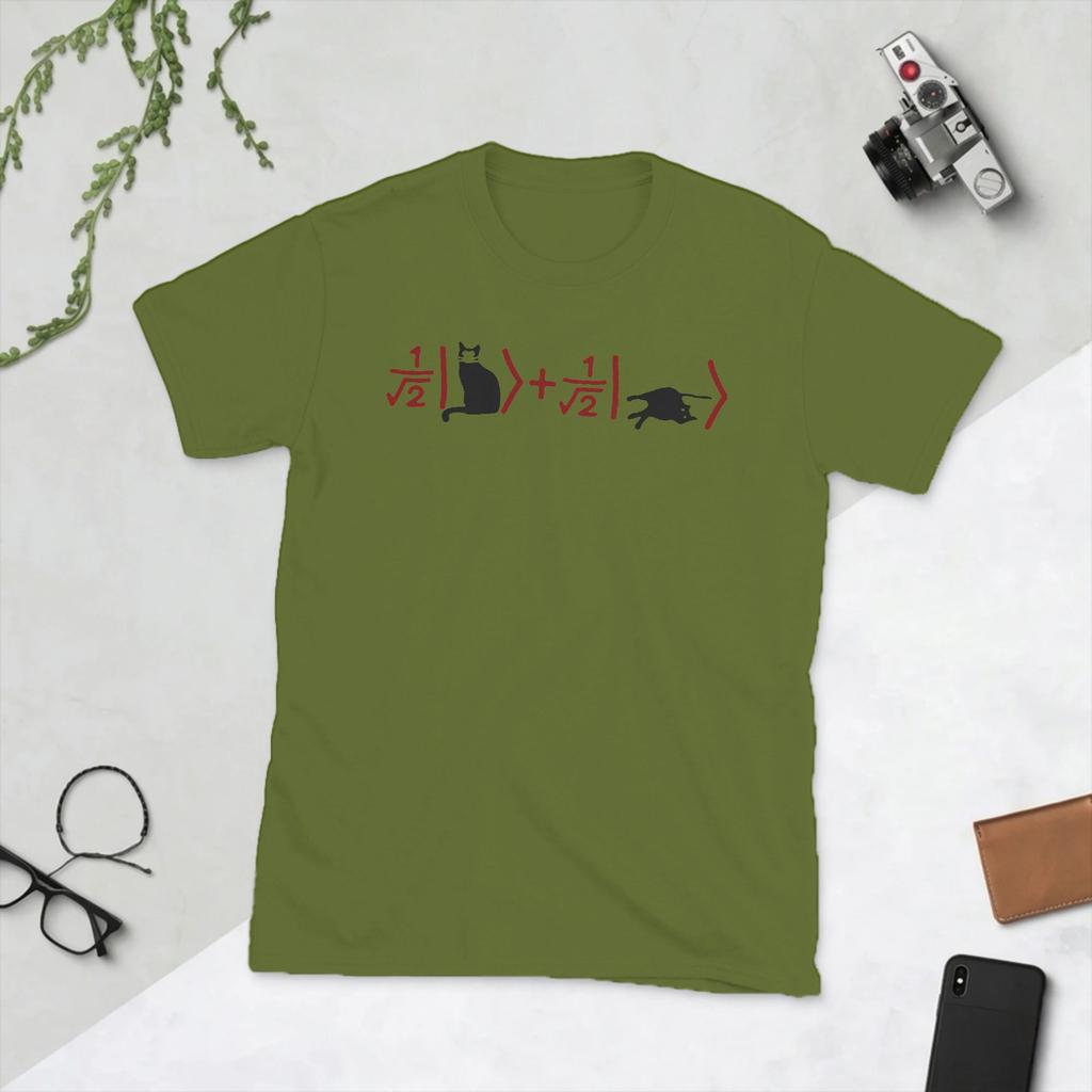 Unisexs Schrdingers Cat Math Science T Shirts 100 Cotton Tops Funny Short Sleeve Crewneck Tee Shirt Summer TShirt